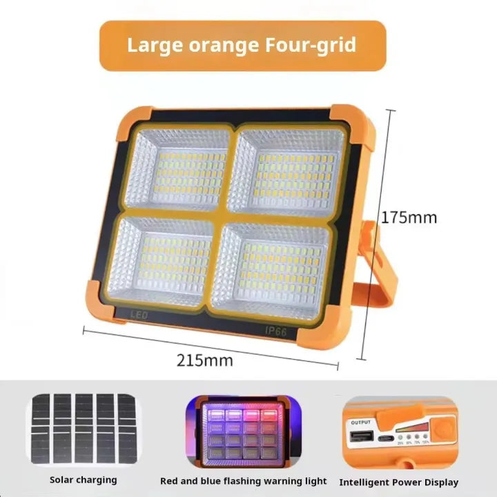 Eco-Bright Portable Solar Flood Light – Outdoor Emergency Lamp with Built-in Power Bank