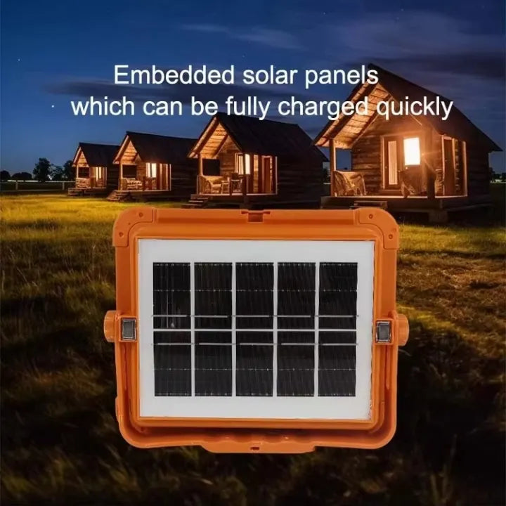 Eco-Bright Portable Solar Flood Light – Outdoor Emergency Lamp with Built-in Power Bank