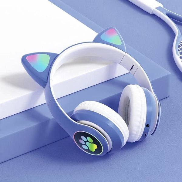 RGB Cat Ear Wireless Headphones – Color Changing LED Lights, Bluetooth, Over-Ear