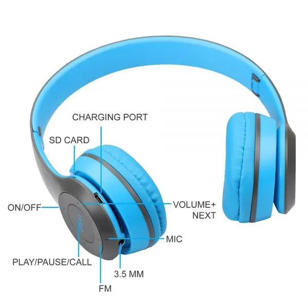 P47 Wireless Bluetooth Headphones 5.0+EDR – HD Sound, Deep Bass, FM & SD Card