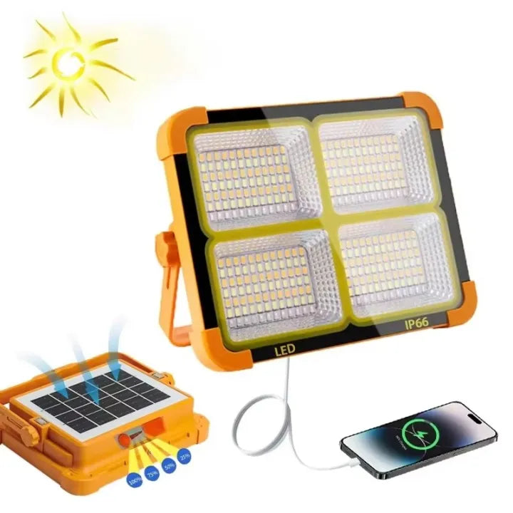 Eco-Bright Portable Solar Flood Light – Outdoor Emergency Lamp with Built-in Power Bank