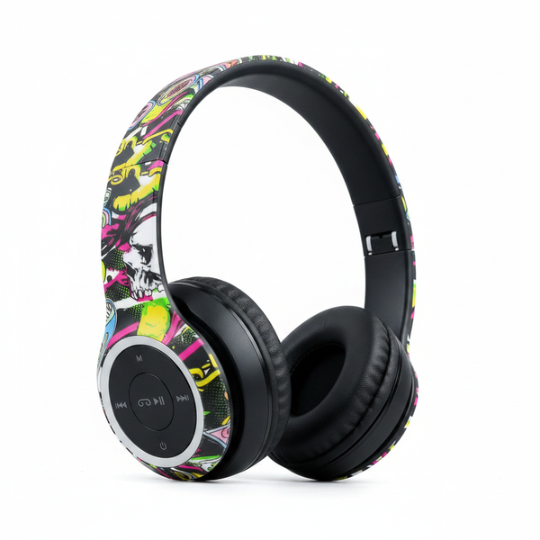 B16 Black Graffiti Headset – Studio White Background